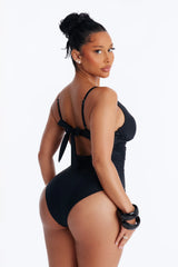 Happiest Hour 1 Piece Ruched Underwire Swimsuit - Black