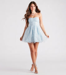 Esmeralda Tulle Sequin Strapless Party Dress