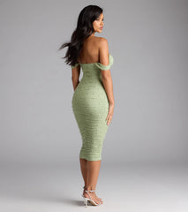 Pearl Babe Off-The-Shoulder Midi Dress