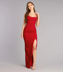 Eva Glitter Lace-Up Column Formal Dress