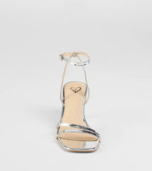 So Obsessed Metallic Strappy Block Heels
