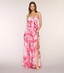 Annalise Floral Ruffle Formal Dress