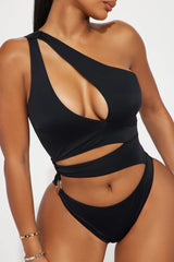 Summer Fun In The Sun Cutout 1 Piece Swimsuit - Black