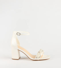 Chic Stride Rhinestone And Pearl Block Heels