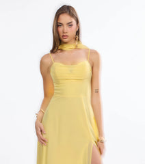Cassidy Scarf Neck Chiffon Formal Dress