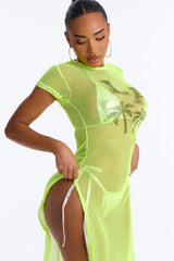 LA Nights Fishnet Cover Up Dress - Yellow