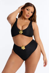 Gaia Ribbed 2 Piece Bralette Bikini Set - Black