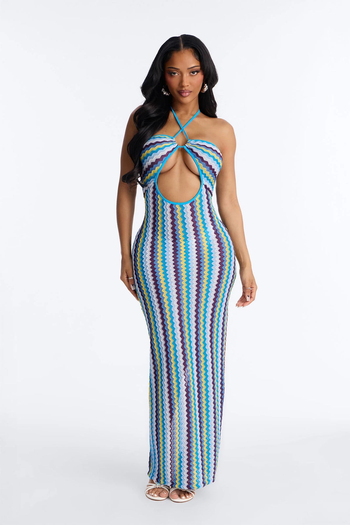 Deep Sea Swim Knit Cover Up Dress - Blue/combo
