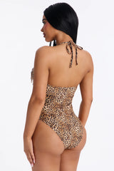 Feline Fine 1 Piece Fringe Swimsuit - Leopard