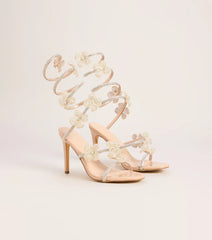 Sparkling Blooms Flower Spiral Heels