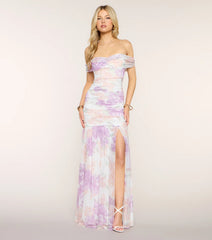 Isla Floral Mesh Off-The-Shoulder Mermaid Dress