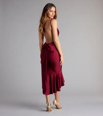 Back For More Ruffle Bow Midi Dress