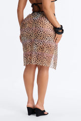 In The Wild Mesh Swim Cover Up Sarong - Black/Brown