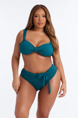Ship Happens Knot High Waist 2 Piece Bikini - Teal