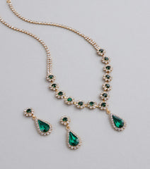 Luxe Look Gemstone Necklace And Earrings Set