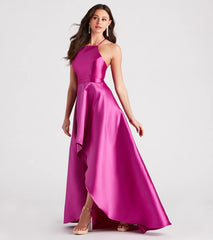 Gabbie Formal Satin Halter High-Low Dress