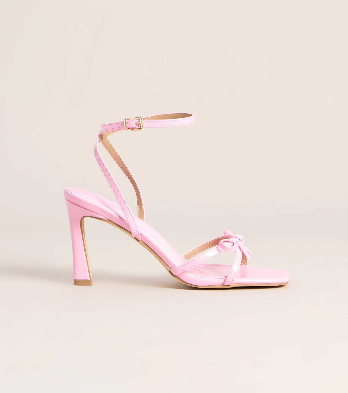 Glossy Glam Bow Strap Stiletto Heels