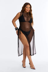 Sheer Thing Mesh Swim Cover Up Dress - Black
