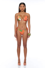 Tropic Oasis Vacation Kimono Bikini 3 Piece Set - Orange/combo
