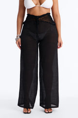 Darling Linen Swim Cover Up Pant - Black
