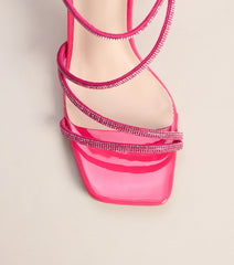 Glam Strut Rhinestone Strappy Block Heels