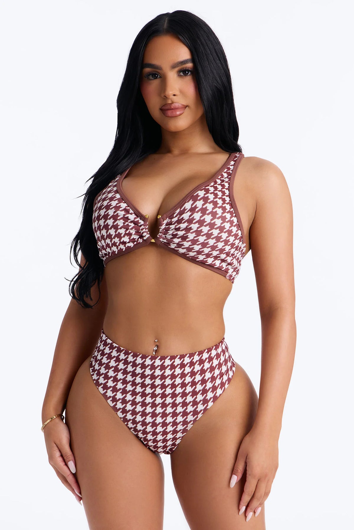 Back To The Sea Geometric 2 Piece Bikini - Brown