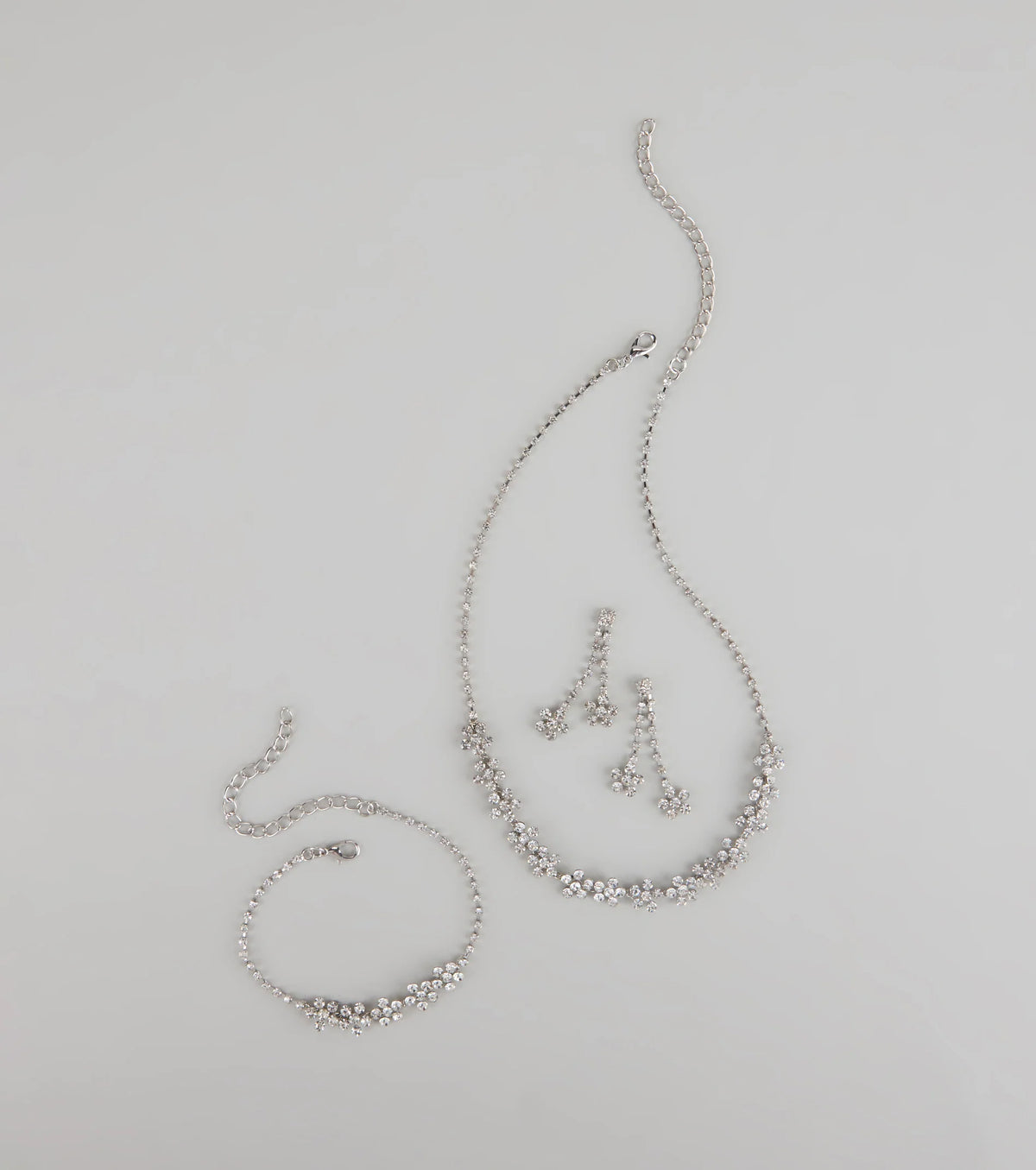 Shine Bloom Rhinestone Floral Jewelry Set