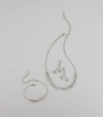 Shine Bloom Rhinestone Floral Jewelry Set
