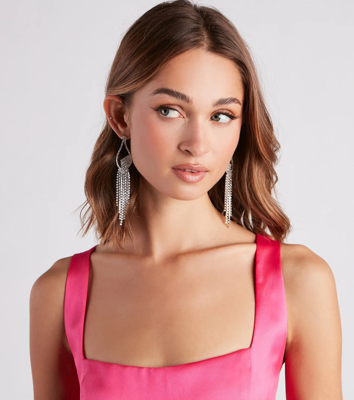 Elegant Shine Rhinestone Fringe Earrings