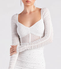 Kendall Rhinestone Sheer Bodycon Mini Dress