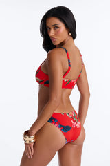 Ocean Rendezvous 2 Piece Floral Bralette Bikini Set - Red/combo