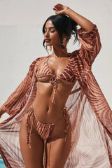 Summer Spritz II 3 Piece Bikini Kimono Set - Brown/combo