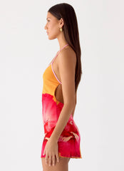 Yura Mini Dress - Orange Floral Spritz