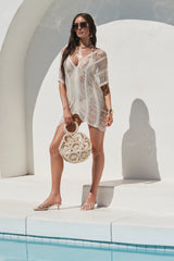 Elizabeth Crochet Cover Up Dress - Beige