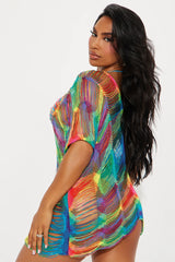 Elizabeth Crochet Cover Up Dress - Multi Color
