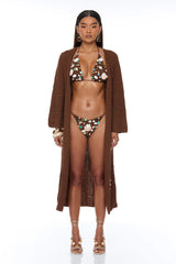 Seaside Sparkle Crochet 3 Piece Sunsuit Set - Chocolate