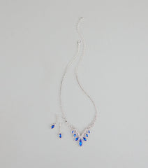 Dripping In Glamour Gemstone Necklace And Earrings Set