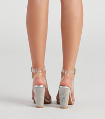 Party Glow PVC Strap Block Heels