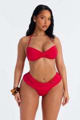 Beach Bum 2 Piece Bralette Bikini Set - DarkRed