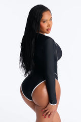 Tidal Waves Contrast Trim 1 Piece Swimsuit - Black/White