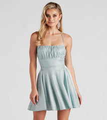 Violet Woven Glitter Party Dress