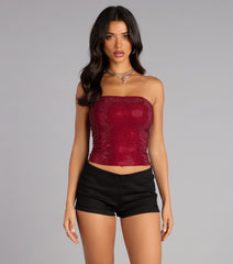 Glitz Game Tube Rhinestone Corset Top