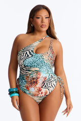 Don't Try To Deny It One Shoulder 1pc Swimsuit - Multi Color
