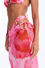 Paradise In Bloom Floral 3 Piece Bikini & Skirt Sunsuit - Pink/combo