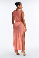 Sunshine Living Mesh Cover Up Cowl Midi Dress - Orange