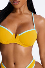 Summer Mornings 2 Piece Underwire Bikini Set - Mustard/combo
