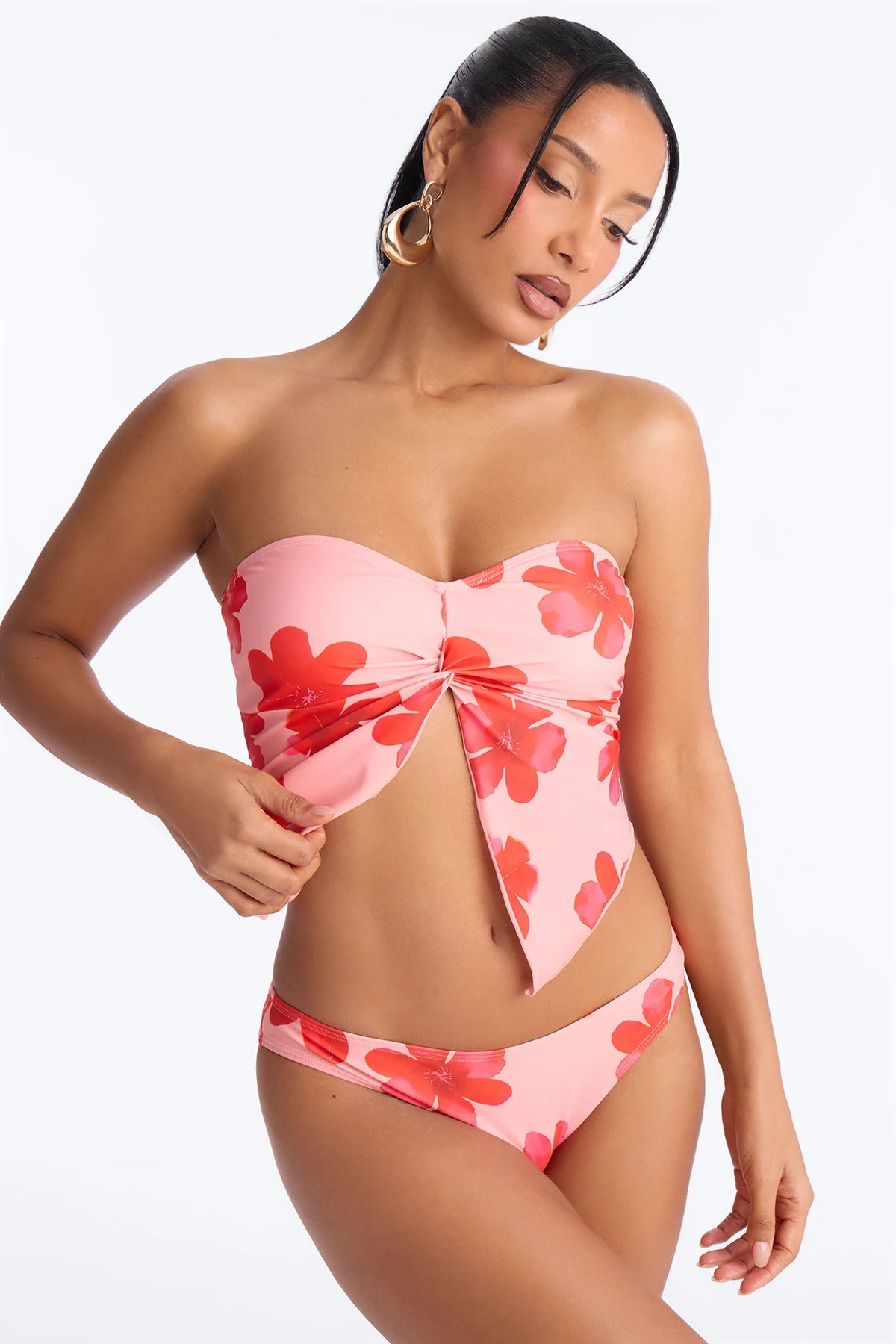 Giselle 2 Piece Strapless Tankini - Pink/combo
