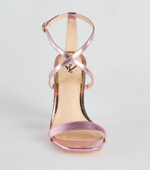 Memorable Shine Metallic Round Block Heels