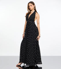 Agnes Polka Dot Chiffon Formal Dress