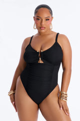 See The Waves Ruching Hardware 1 Piece Swimsuit - Black